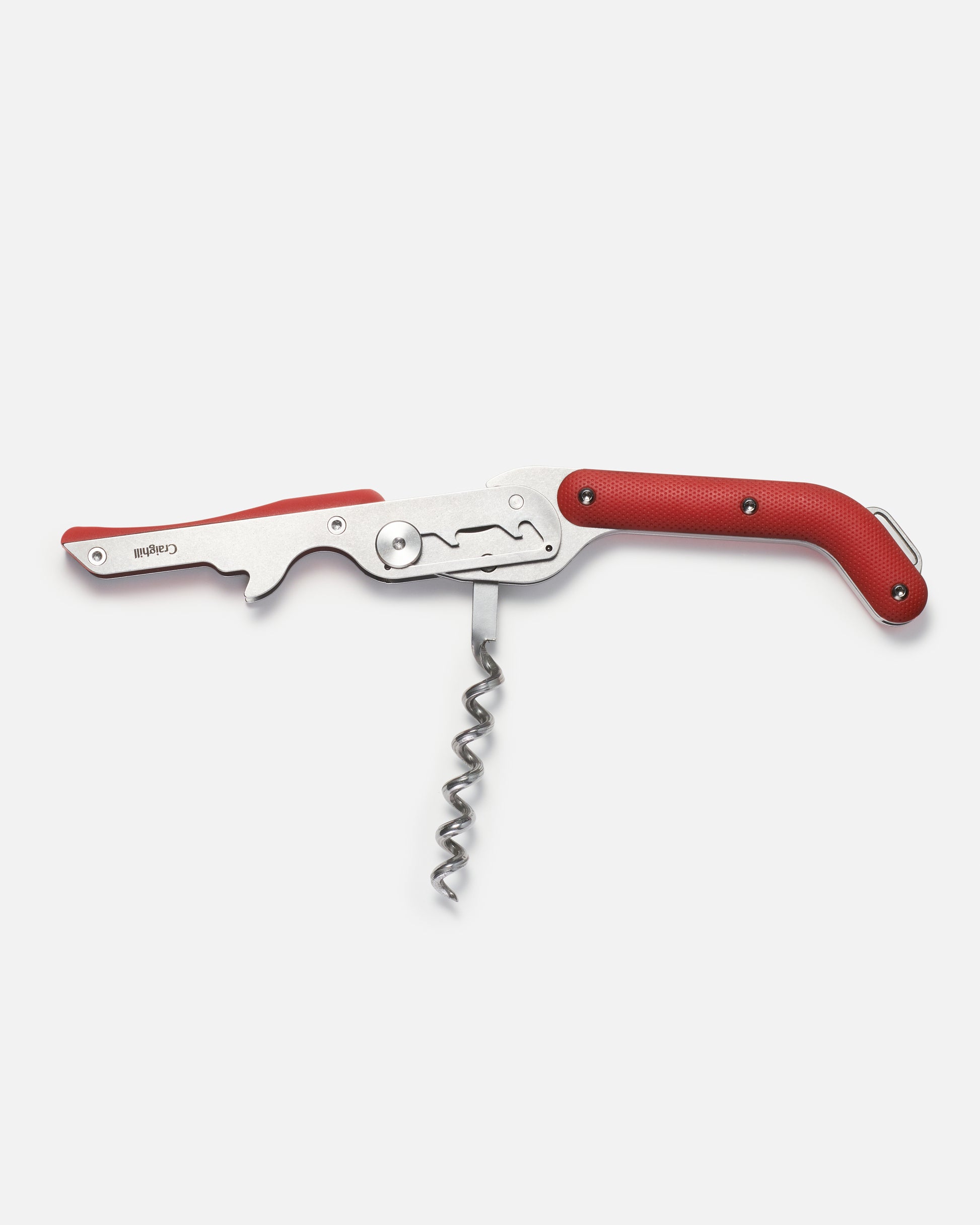 Best Wine Key red double hinge corkscrew open position
