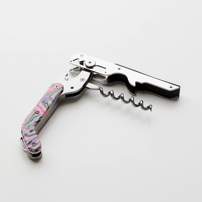 Open wine key tool with foil cutter blade