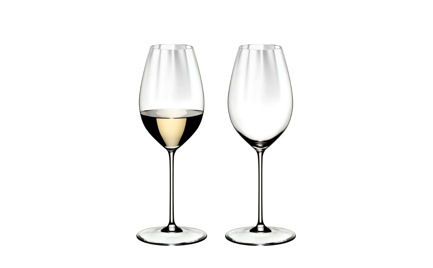 Riedel wine glasses with white and red wine