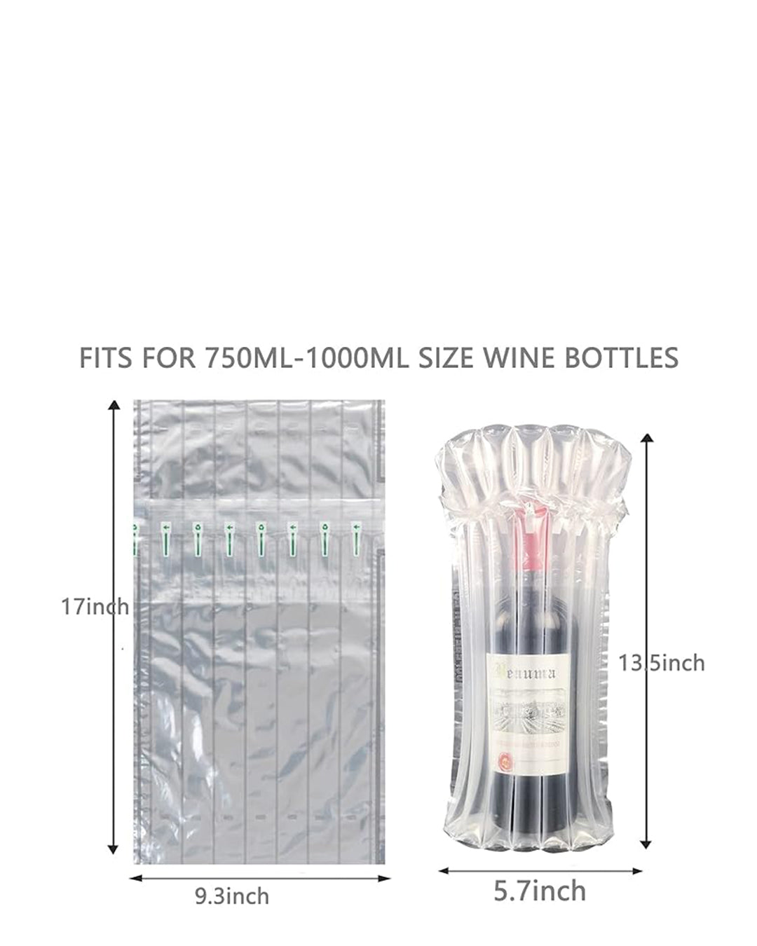 Wine Bottle Travel Protector Bags (10 bags + pump)