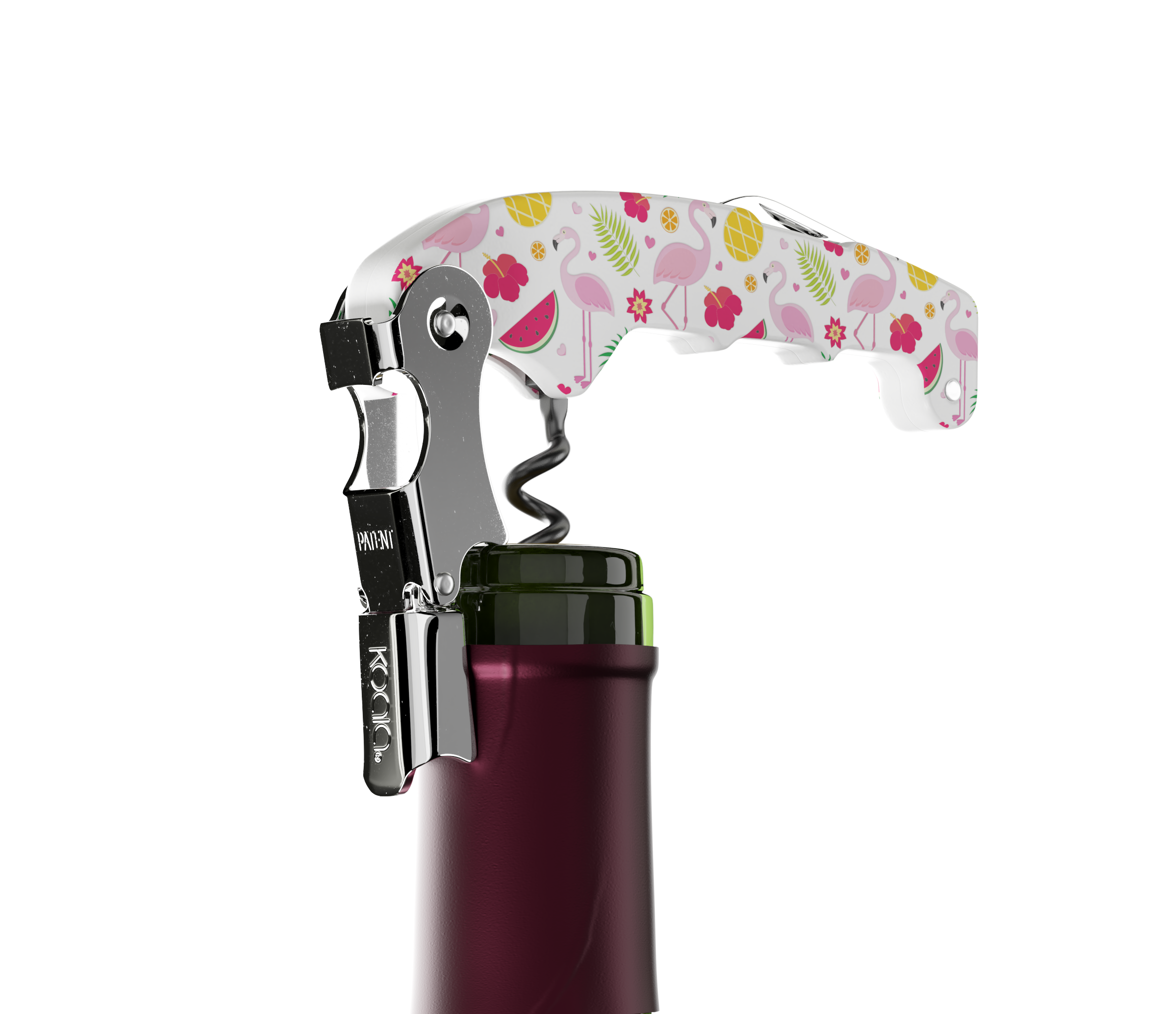 Koala Retro Patterned Double Lever Corkscrew Flamingo